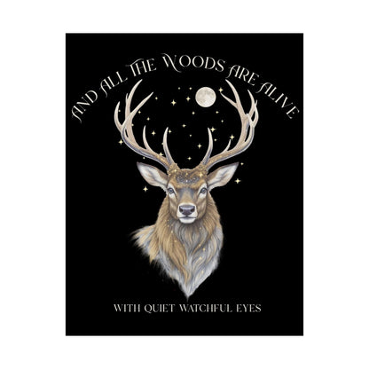 Poster 11″ x 14″ / Matte All the Woods Are Alive With Watchful Eyes Walter de la Mare Black Print The Mystic Eden