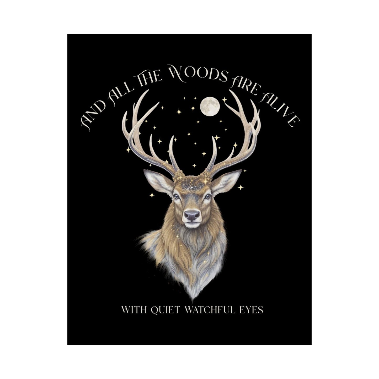 Poster 11″ x 14″ / Matte All the Woods Are Alive With Watchful Eyes Walter de la Mare Black Print The Mystic Eden