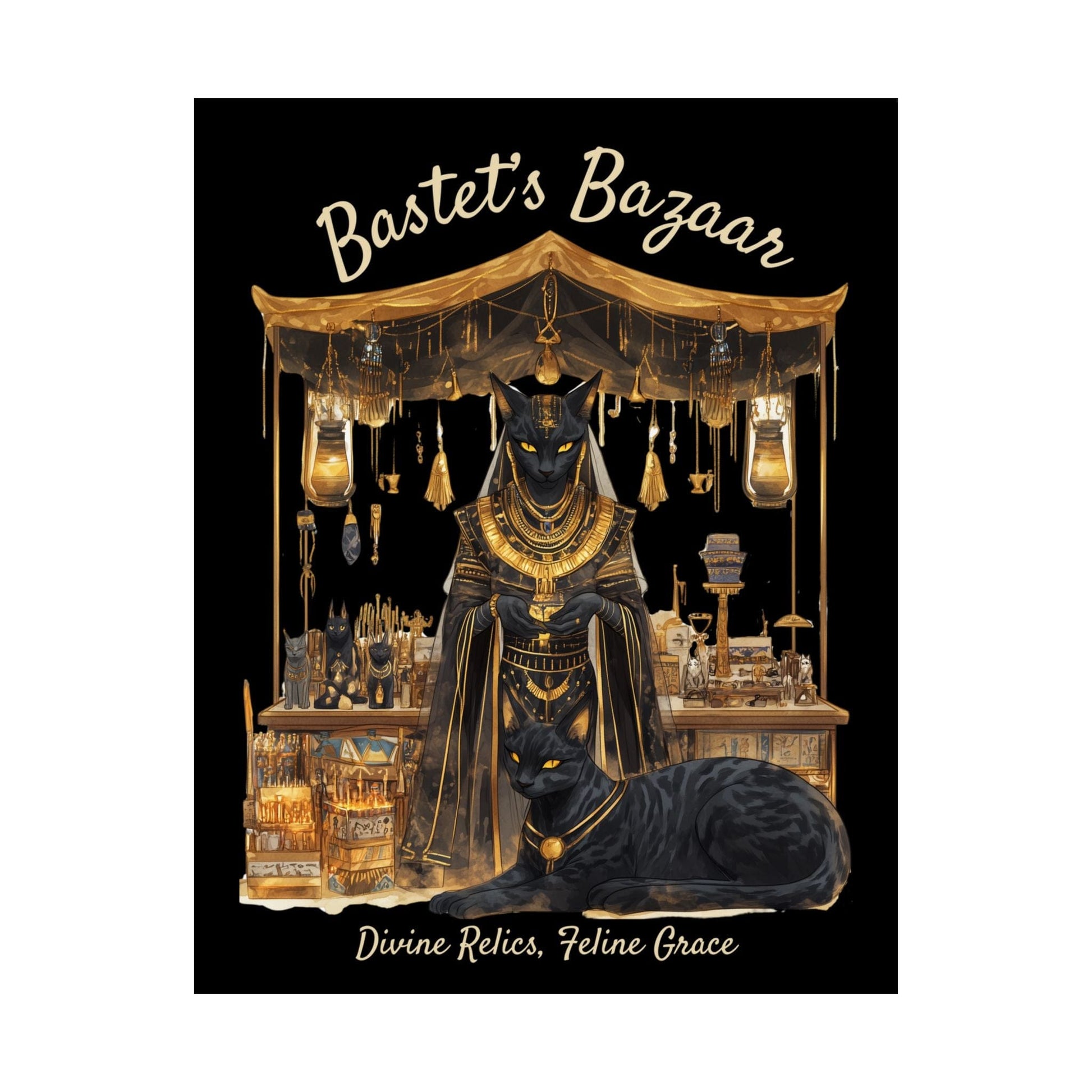Poster 11″ x 14″ / Matte Bastet's Bazaar Egyptian Mythology Black Print The Mystic Eden