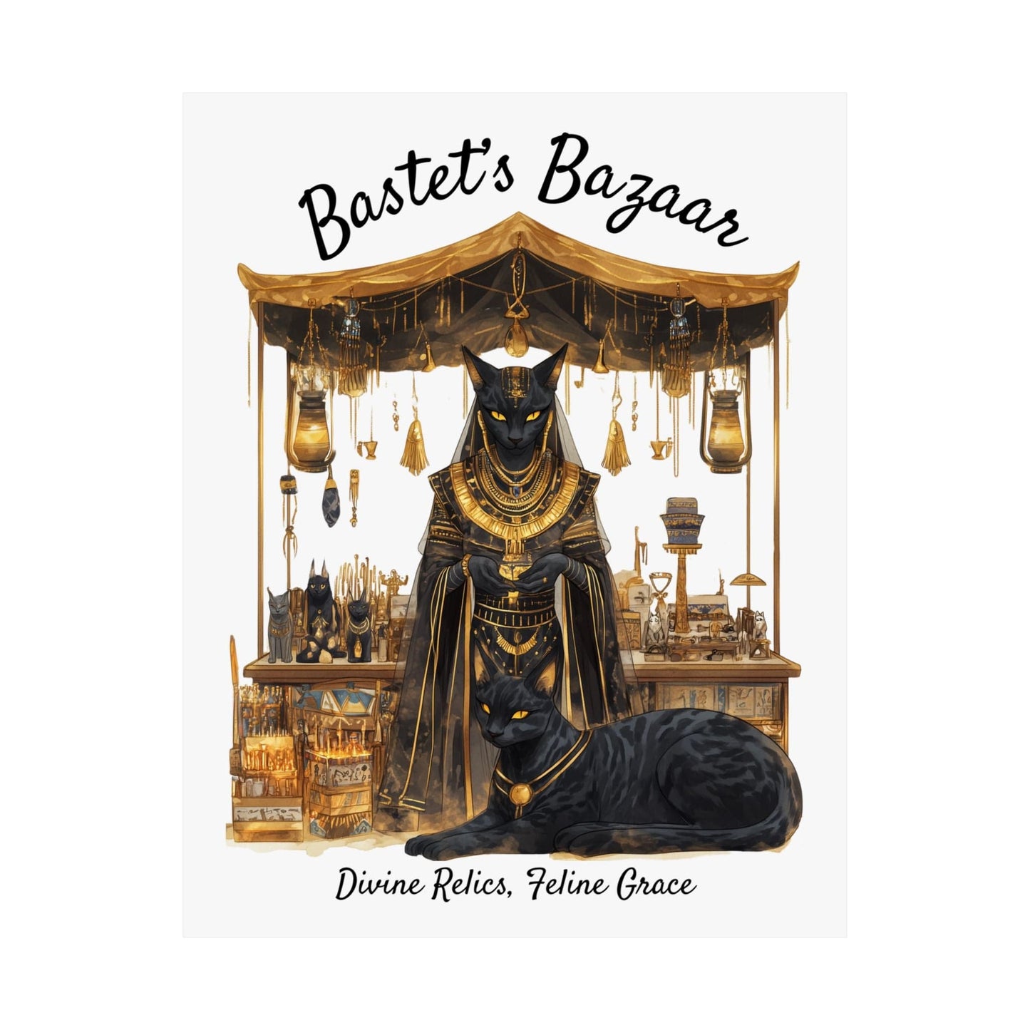 Poster 11″ x 14″ / Matte Bastet's Bazaar Egyptian Mythology Print The Mystic Eden