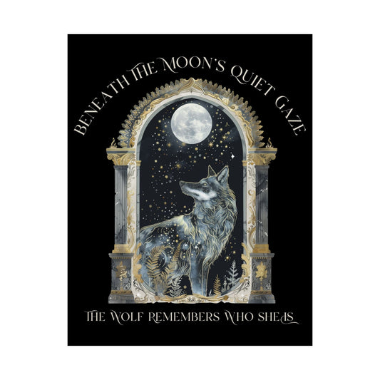 Poster 11″ x 14″ / Matte Beneath The Moon The Wolf Remembers Who She Is Black Print The Mystic Eden