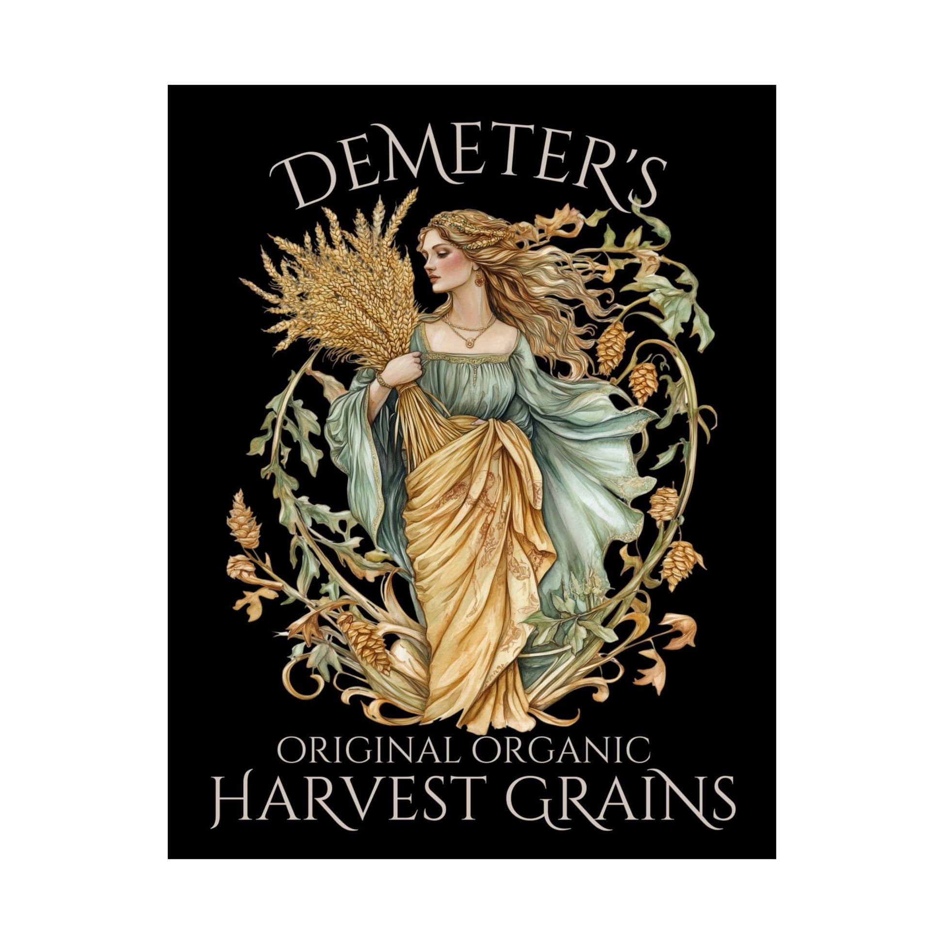 Poster 11″ x 14″ / Matte Demeter's Original Organic Harvest Grains Black Print The Mystic Eden