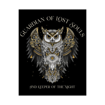 Poster 11″ x 14″ / Matte Guardian of Lost Souls Mythic Owl Black Print The Mystic Eden