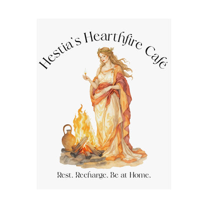 Poster 11″ x 14″ / Matte Hestia’s Hearthfire Café Mythology Poster The Mystic Eden