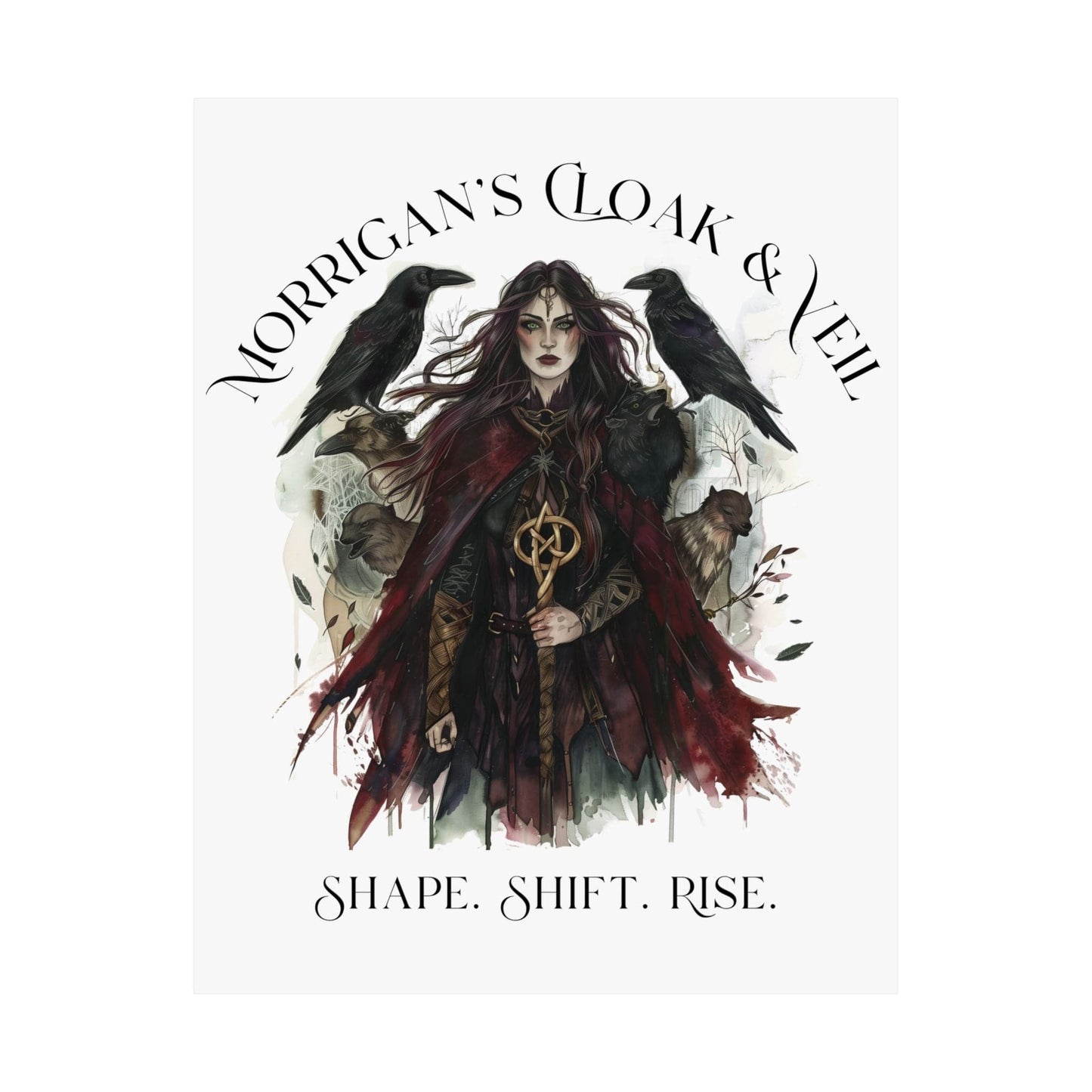 Poster 11″ x 14″ / Matte Morrigan's Cloak & Veil Shape Shift Rise Print The Mystic Eden