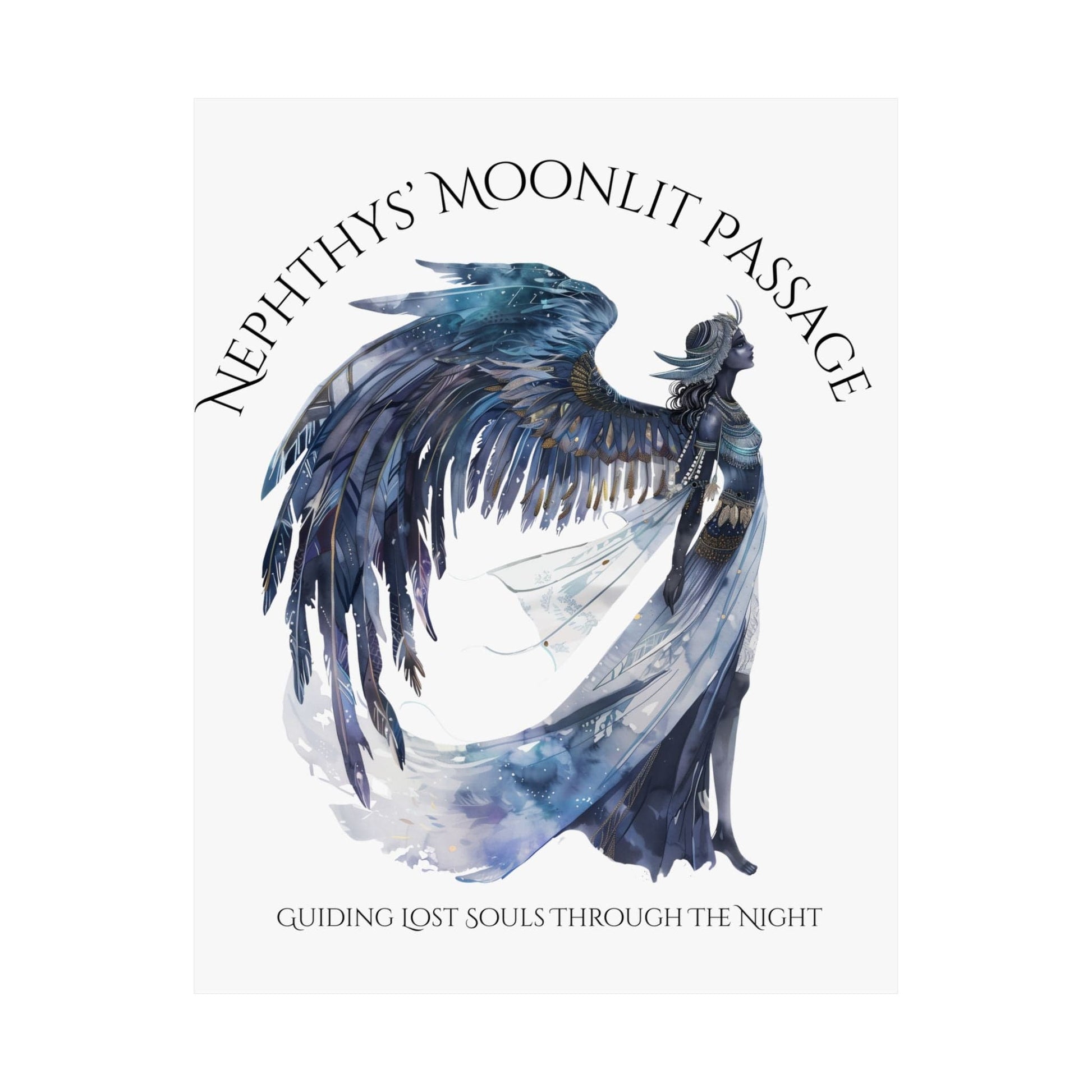 Poster 11″ x 14″ / Matte Nephthys' Moonlit Passage Egyptian Mythology Poster The Mystic Eden