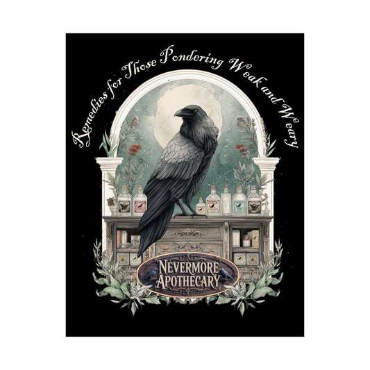 Poster 11″ x 14″ / Matte Nevermore Apothecary Edgar Allan Poe Black Print The Mystic Eden