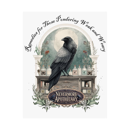 Poster 11″ x 14″ / Matte Nevermore Apothecary Edgar Allan Poe White Print The Mystic Eden
