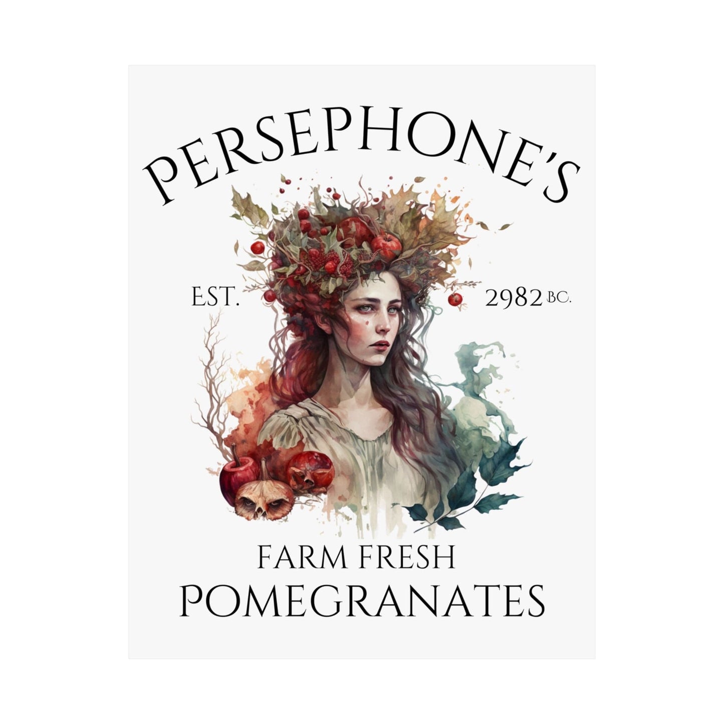 Poster 11″ x 14″ / Matte Persephone’s Farm Fresh Pomegranates Mythology Print The Mystic Eden