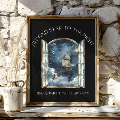 Poster 11″ x 14″ / Matte Second Star to the Right Peter Pan Print The Mystic Eden
