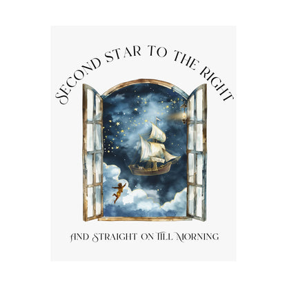 Poster 11″ x 14″ / Matte Second Star to the Right Peter Pan White Print The Mystic Eden