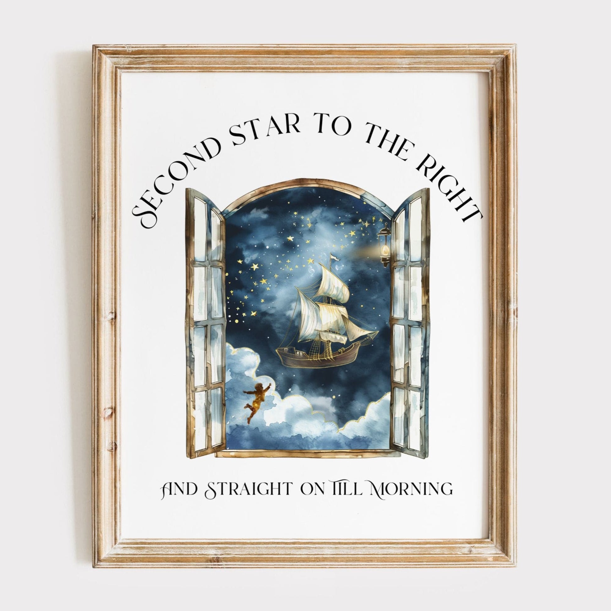 Poster 11″ x 14″ / Matte Second Star to the Right Peter Pan White Print The Mystic Eden