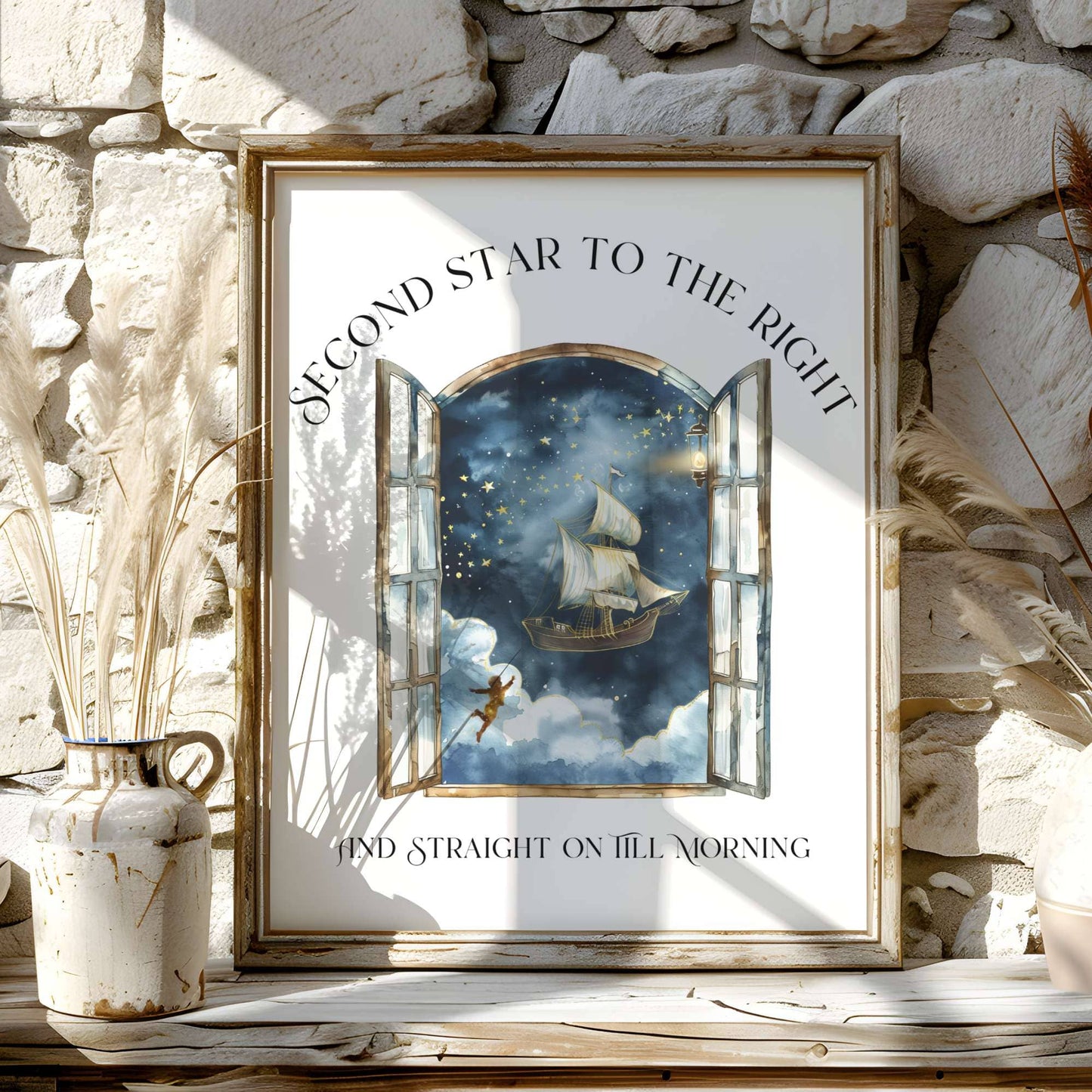 Poster 11″ x 14″ / Matte Second Star to the Right Peter Pan White Print The Mystic Eden