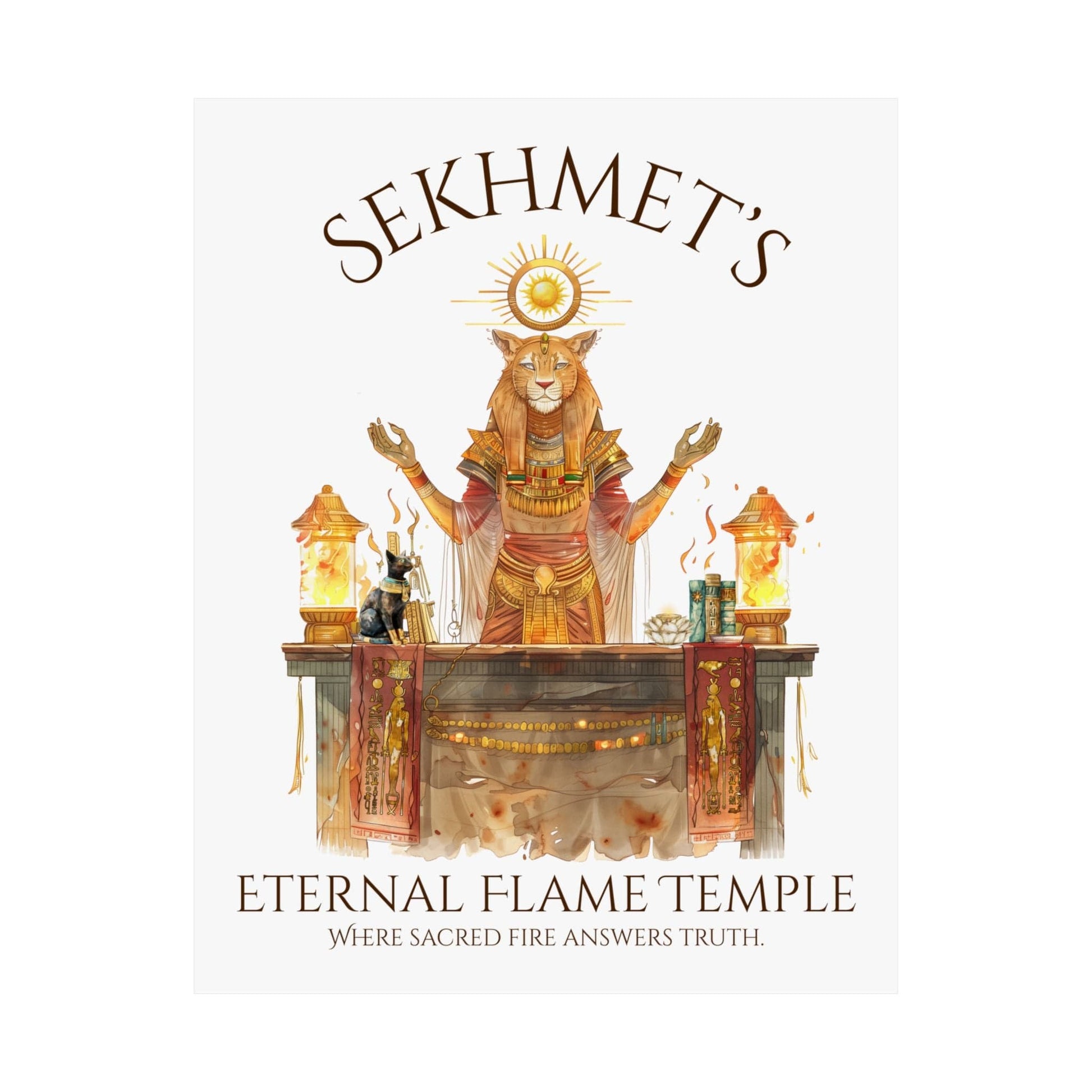 Poster 11″ x 14″ / Matte Sekhmet's Eternal Flame Temple Egyptian Mythology Poster The Mystic Eden