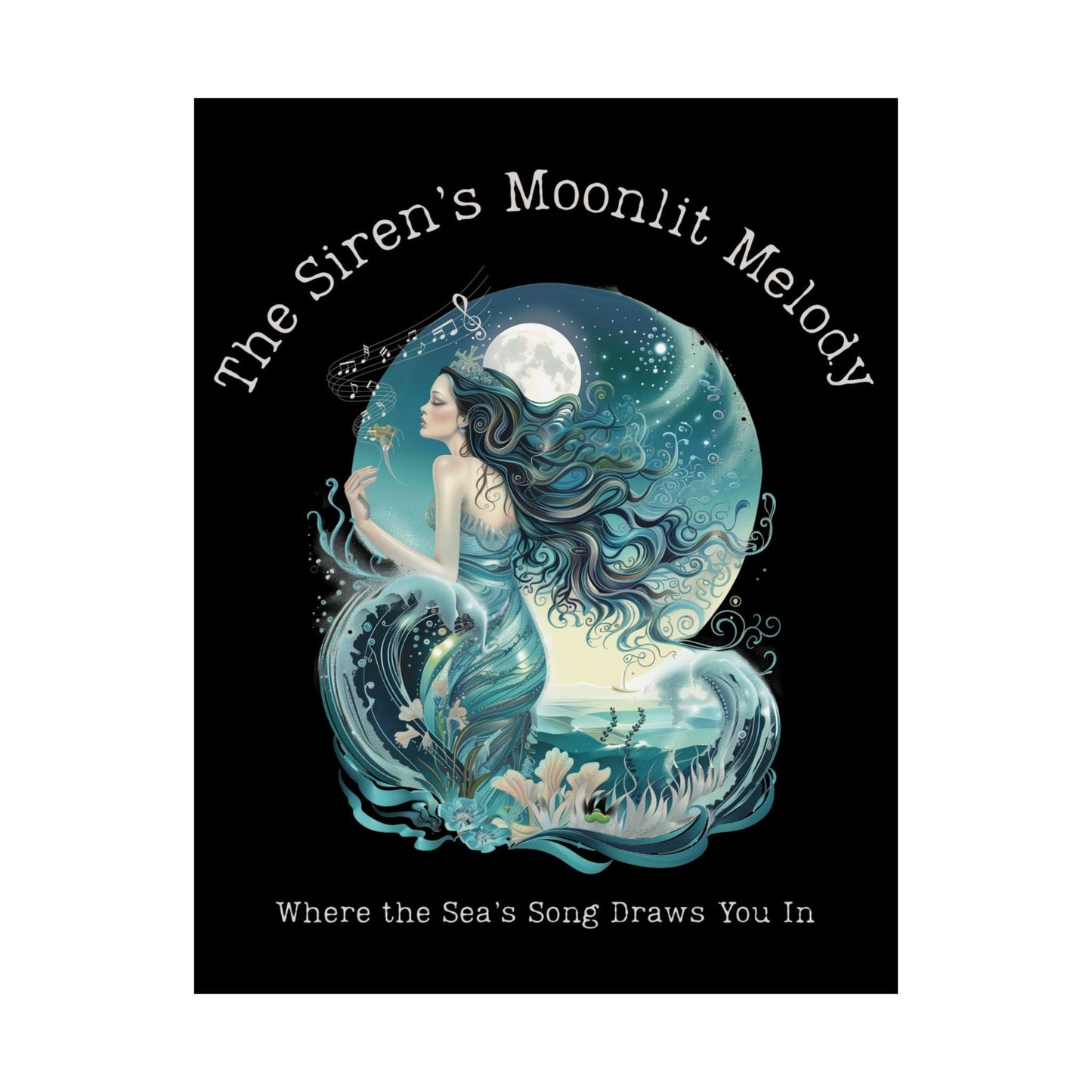 Poster 11″ x 14″ / Matte The Siren's Moonlit Melody Mythology Black Print The Mystic Eden