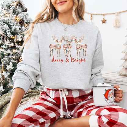 Sweatshirt Ash / S Merry and Bright Christmas Sweatshirt The Mystic Eden