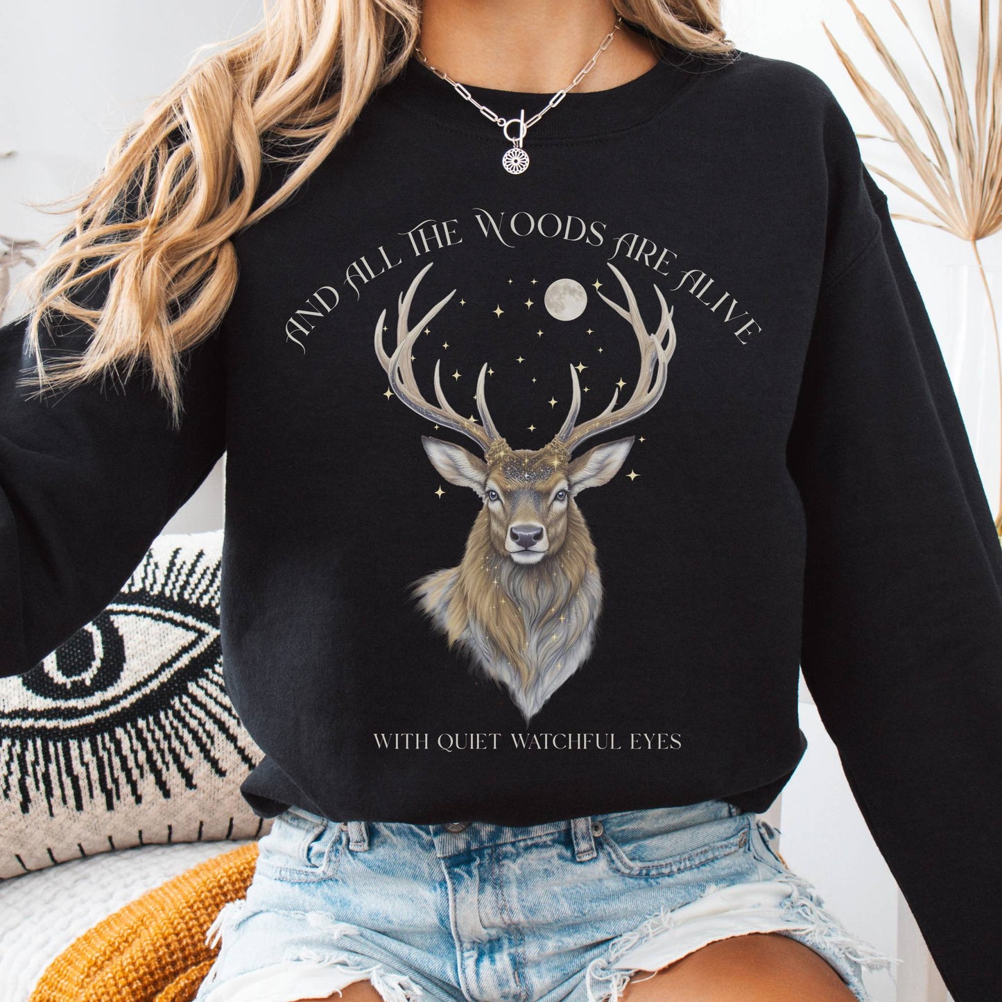 Sweatshirt Black / S All the Woods Are Alive With Watchful Eyes Walter de la Mare Sweatshirt The Mystic Eden