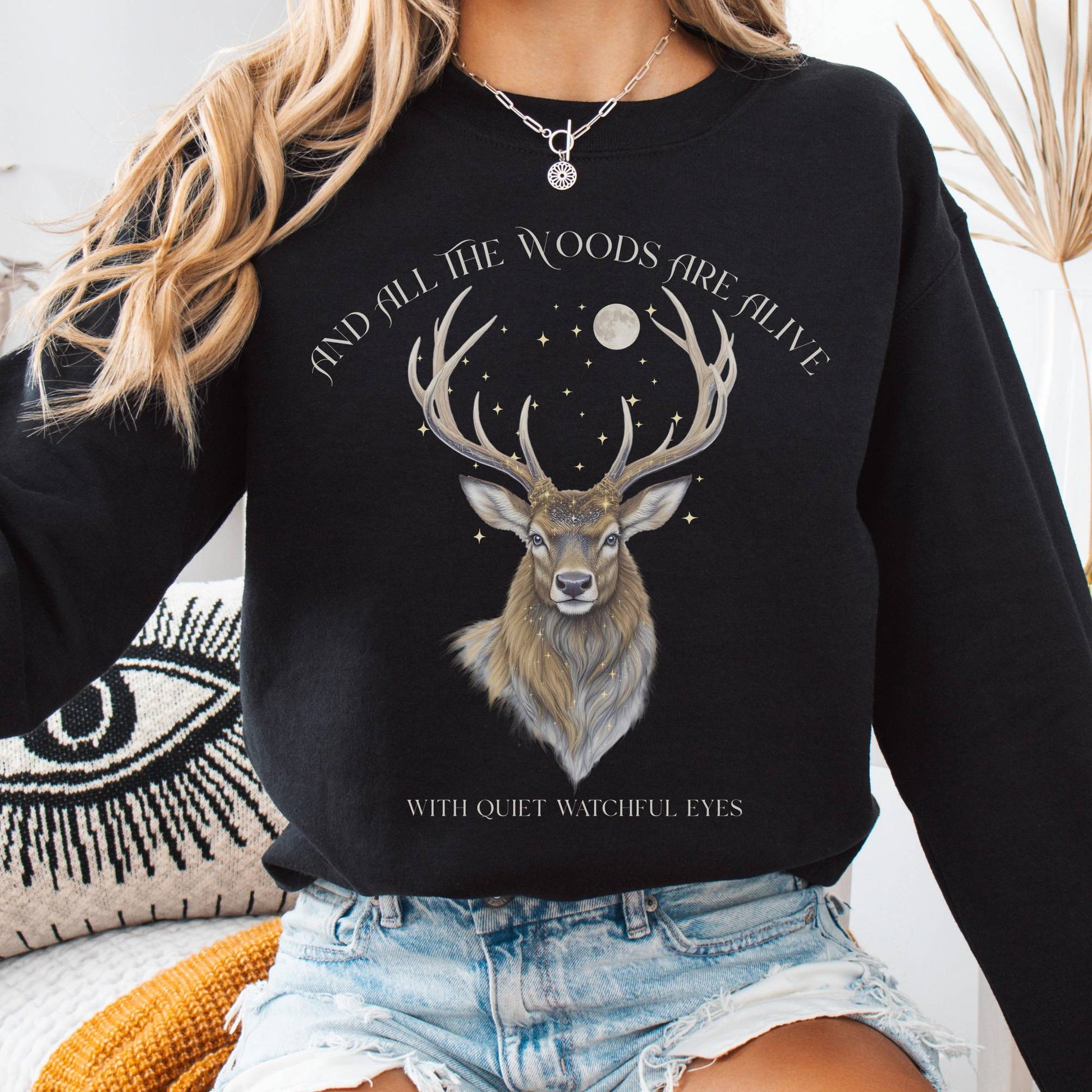 Sweatshirt Black / S All the Woods Are Alive With Watchful Eyes Walter de la Mare Sweatshirt The Mystic Eden