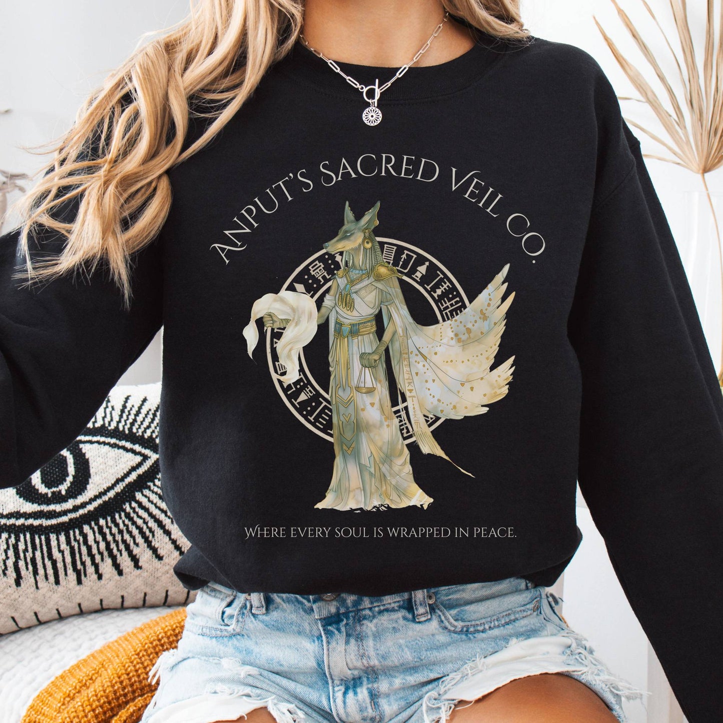 Sweatshirt Black / S Anput's Sacred Veil Co Egyptian Mythology Sweatshirt The Mystic Eden