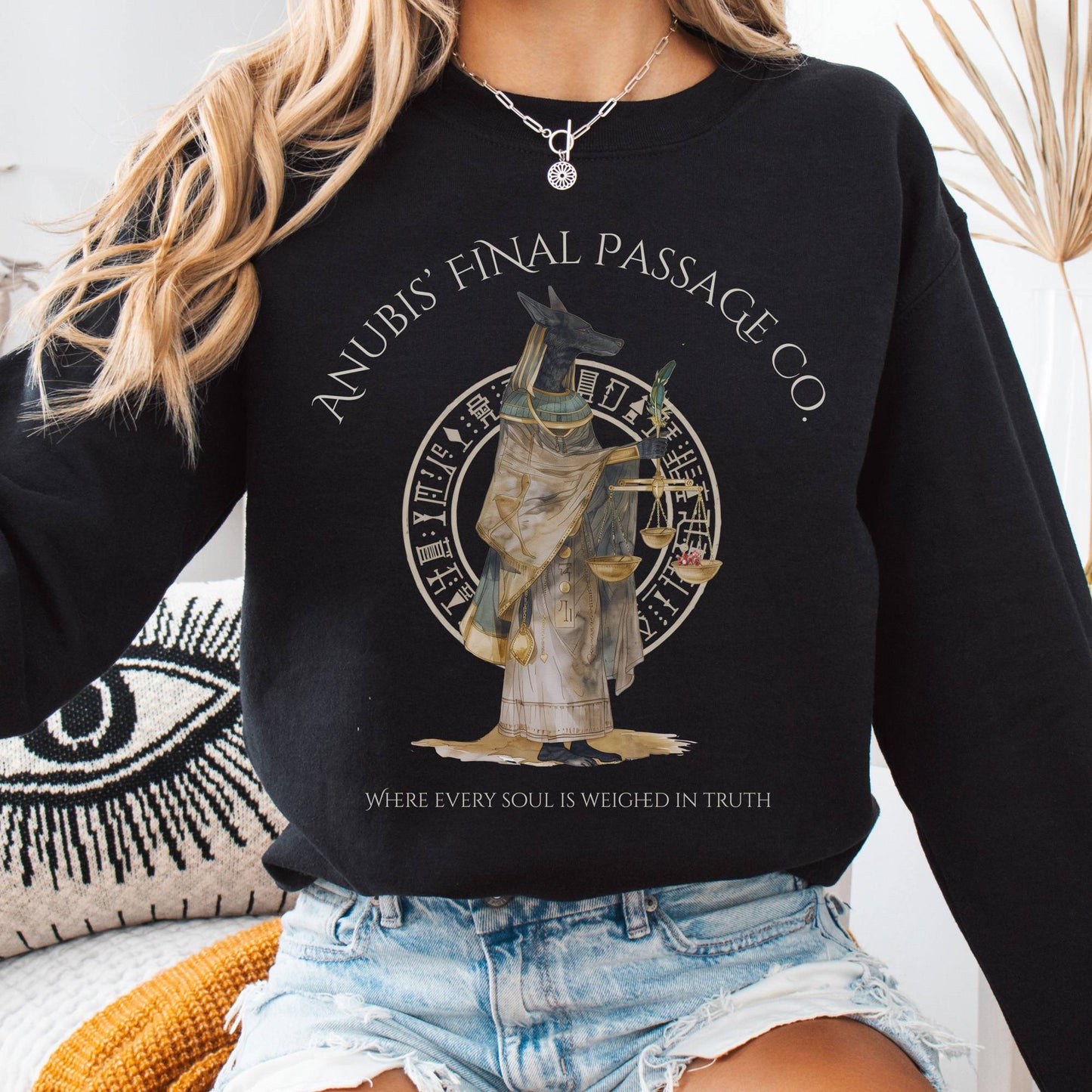 Sweatshirt Black / S Anubis Final Passage Co Egyptian Mythology Sweatshirt The Mystic Eden