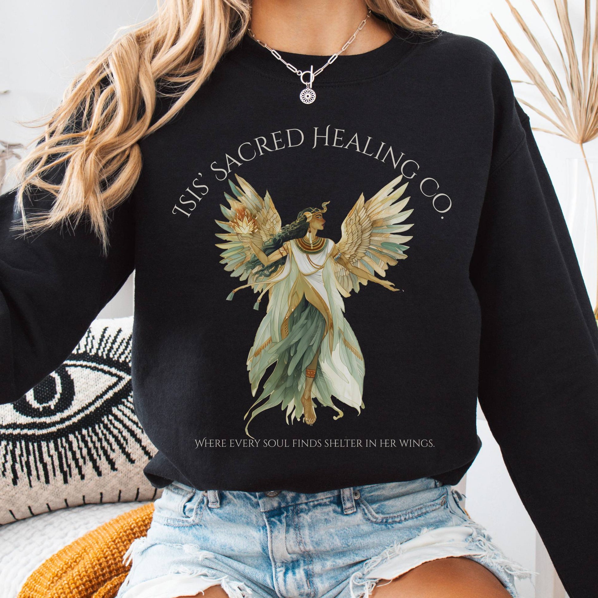 Sweatshirt Black / S Isis' Sacred Healing Co Egyptian Mythology Sweatshirt The Mystic Eden
