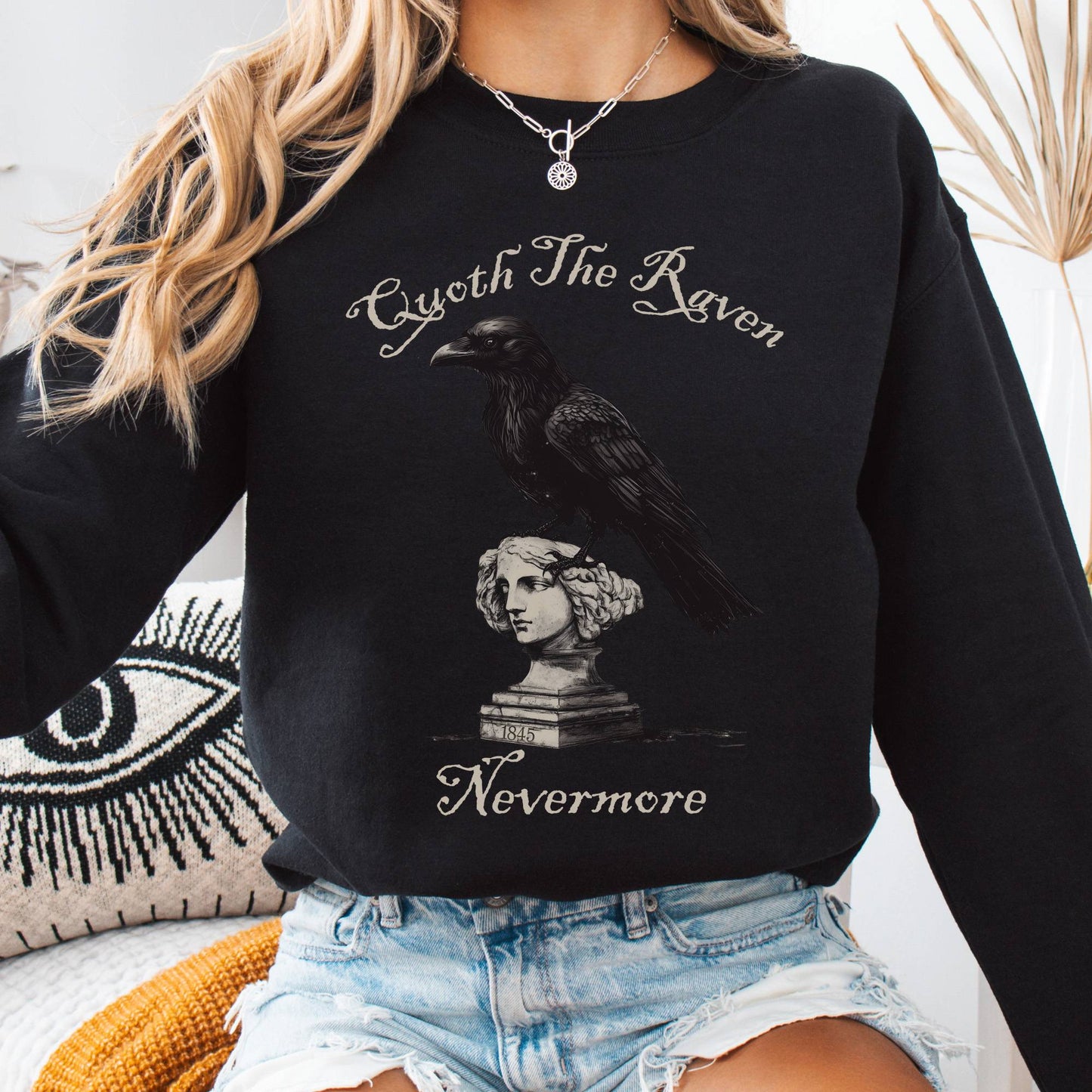 Sweatshirt Black / S Quoth the Raven Nevermore Poe Sweatshirt The Mystic Eden