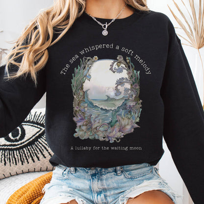 Sweatshirt Black / S Sea's Lullaby for the Waiting Moon Poetry Sweatshirt The Mystic Eden