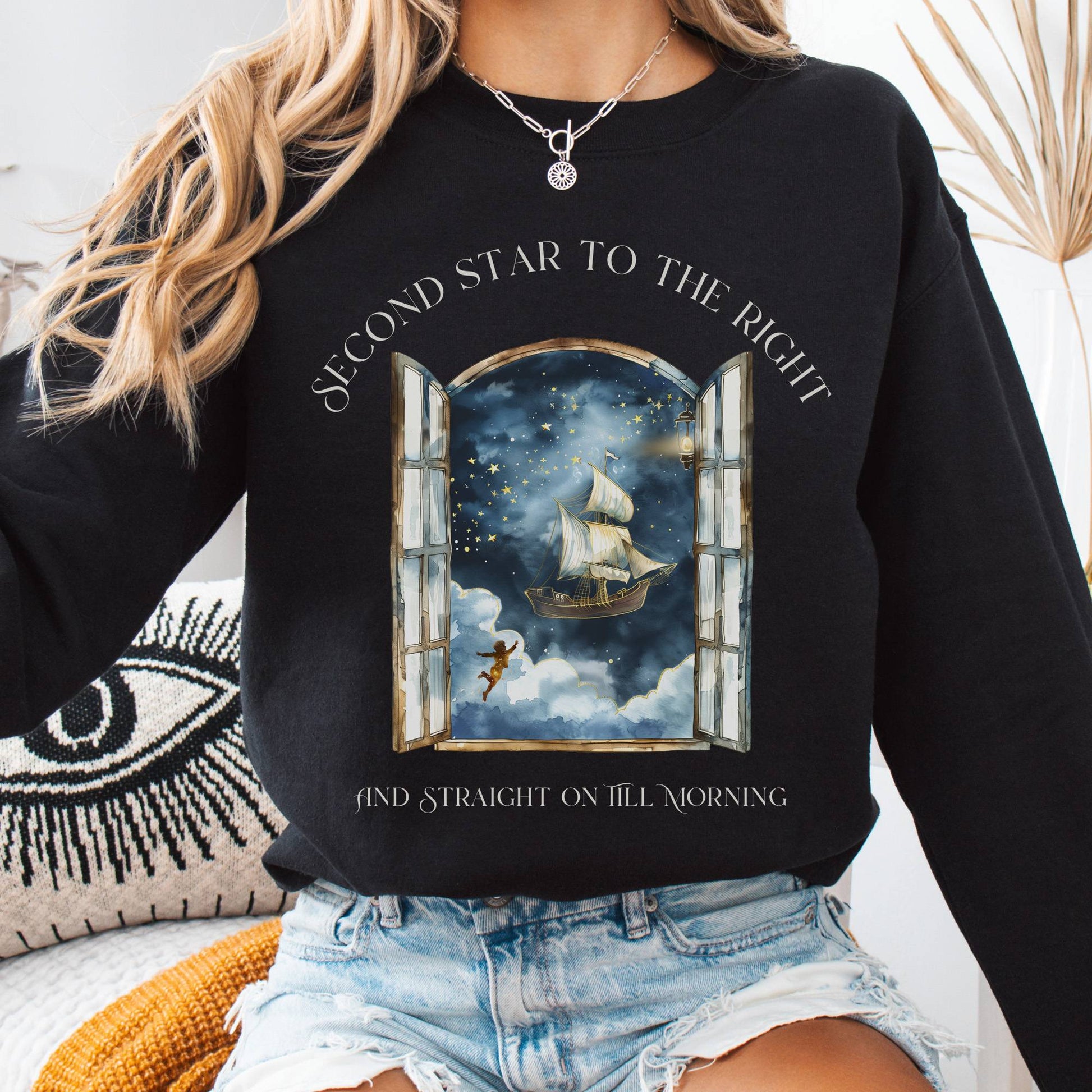 Sweatshirt Black / S Second Star to the Right Peter Pan Sweatshirt The Mystic Eden