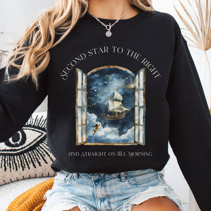 Sweatshirt Black / S Second Star to the Right Peter Pan Sweatshirt The Mystic Eden