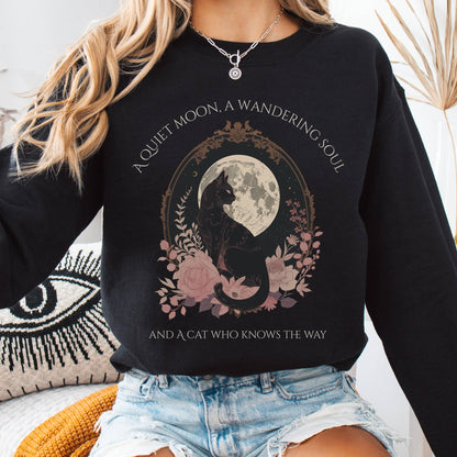 Sweatshirt Black / S The Cat Who Knows the Way Poetry Sweatshirt The Mystic Eden
