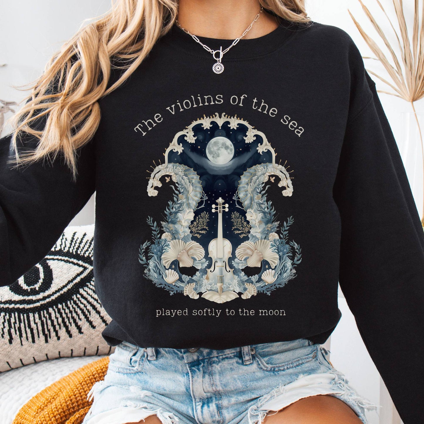 Sweatshirt Black / S The Violins of the Sea Played Softly to the Moon Sweatshirt The Mystic Eden