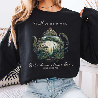 Sweatshirt Black / S Vintage Edgar Allan Poe Sweatshirt Dream Within A Dream The Mystic Eden