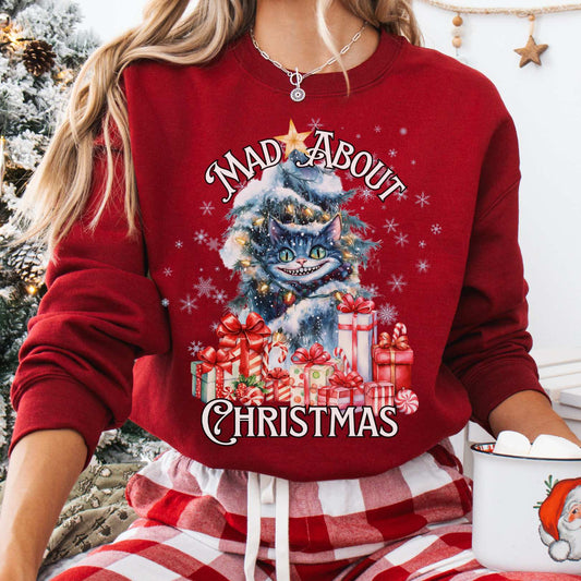 Sweatshirt Cheshire Cat Mad About Christmas Sweatshirt The Mystic Eden