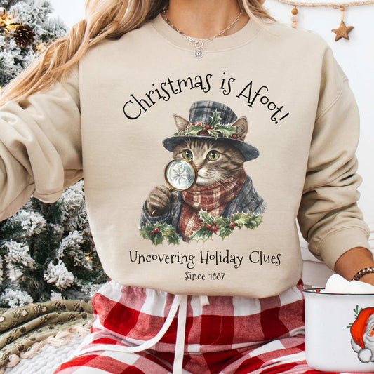 Sweatshirt Christmas is Afoot! Sherlock Holmes Christmas Sweatshirt The Mystic Eden