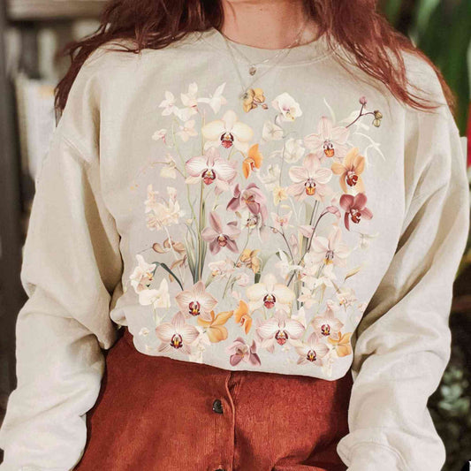 Sweatshirt Cottagecore Wildflower Orchid Sweatshirt The Mystic Eden