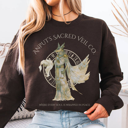Sweatshirt Dark Chocolate / S Anput's Sacred Veil Co Egyptian Mythology Sweatshirt The Mystic Eden