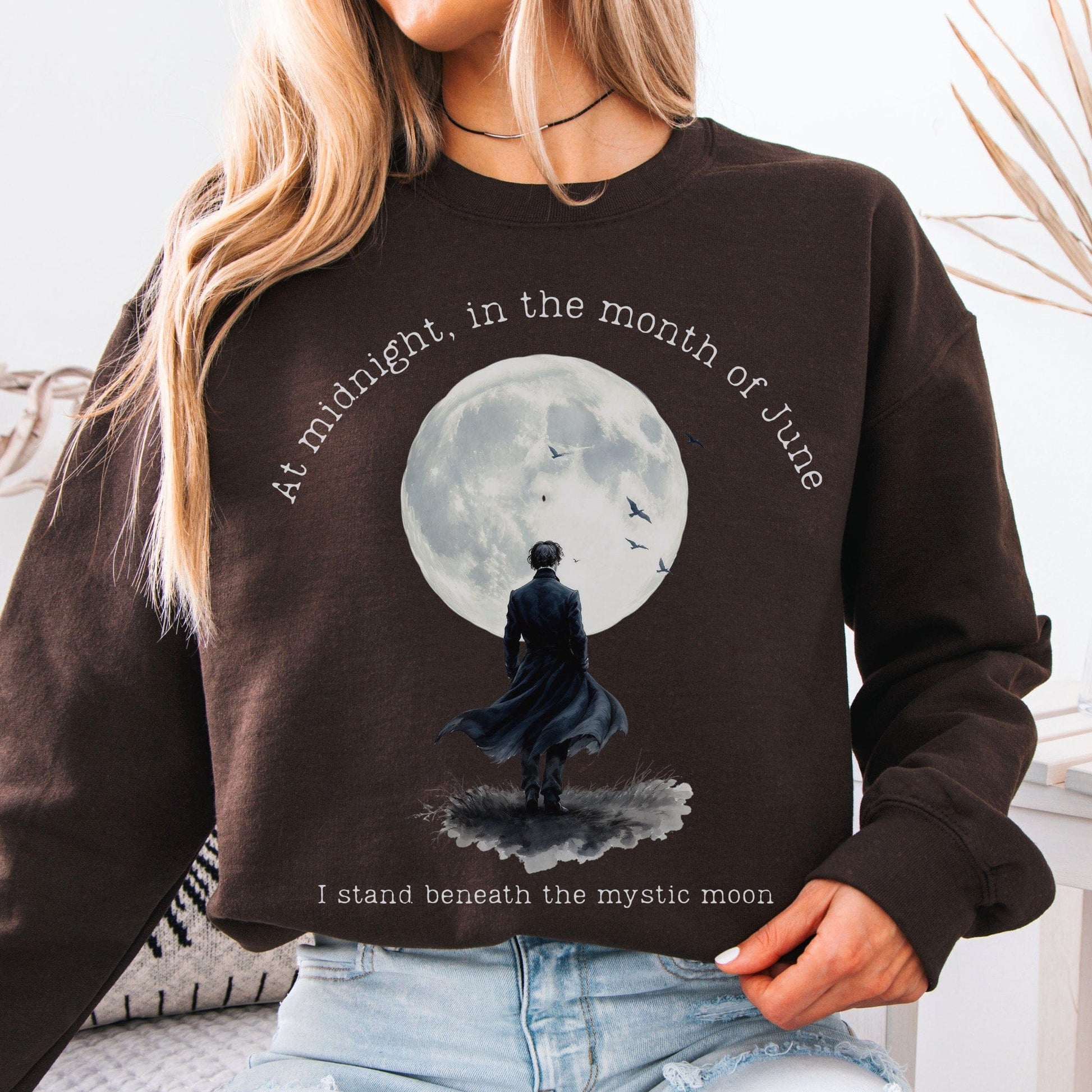 Sweatshirt Dark Chocolate / S Beneath the Mystic Moon Edgar Allan Poe Sweatshirt The Mystic Eden
