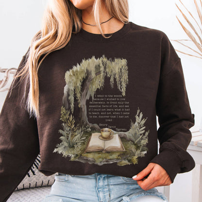 Sweatshirt Dark Chocolate / S I Went to the Woods Henry David Thoreau Sweatshirt The Mystic Eden
