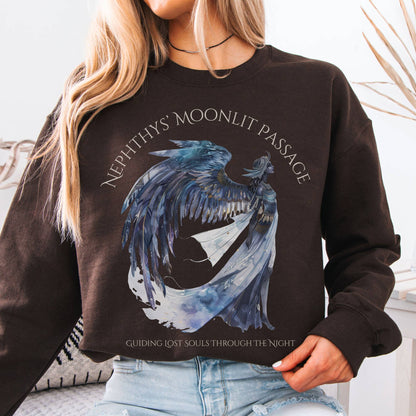 Sweatshirt Dark Chocolate / S Nephthys' Moonlit Passage Egyptian Mythology Sweatshirt The Mystic Eden