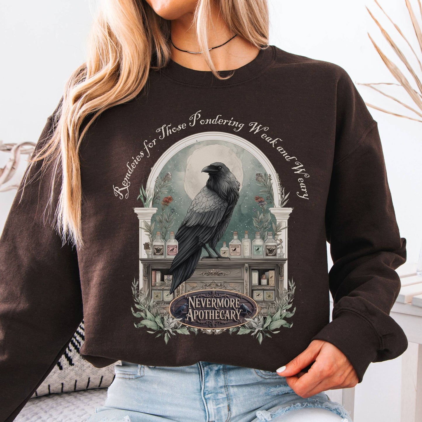 Sweatshirt Dark Chocolate / S Nevermore Apothecary Edgar Allan Poe Sweatshirt The Mystic Eden