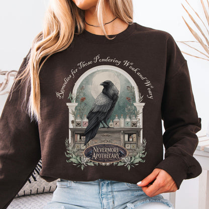 Sweatshirt Dark Chocolate / S Nevermore Apothecary Edgar Allan Poe Sweatshirt The Mystic Eden