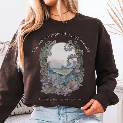Sweatshirt Dark Chocolate / S Sea's Lullaby for the Waiting Moon Poetry Sweatshirt The Mystic Eden