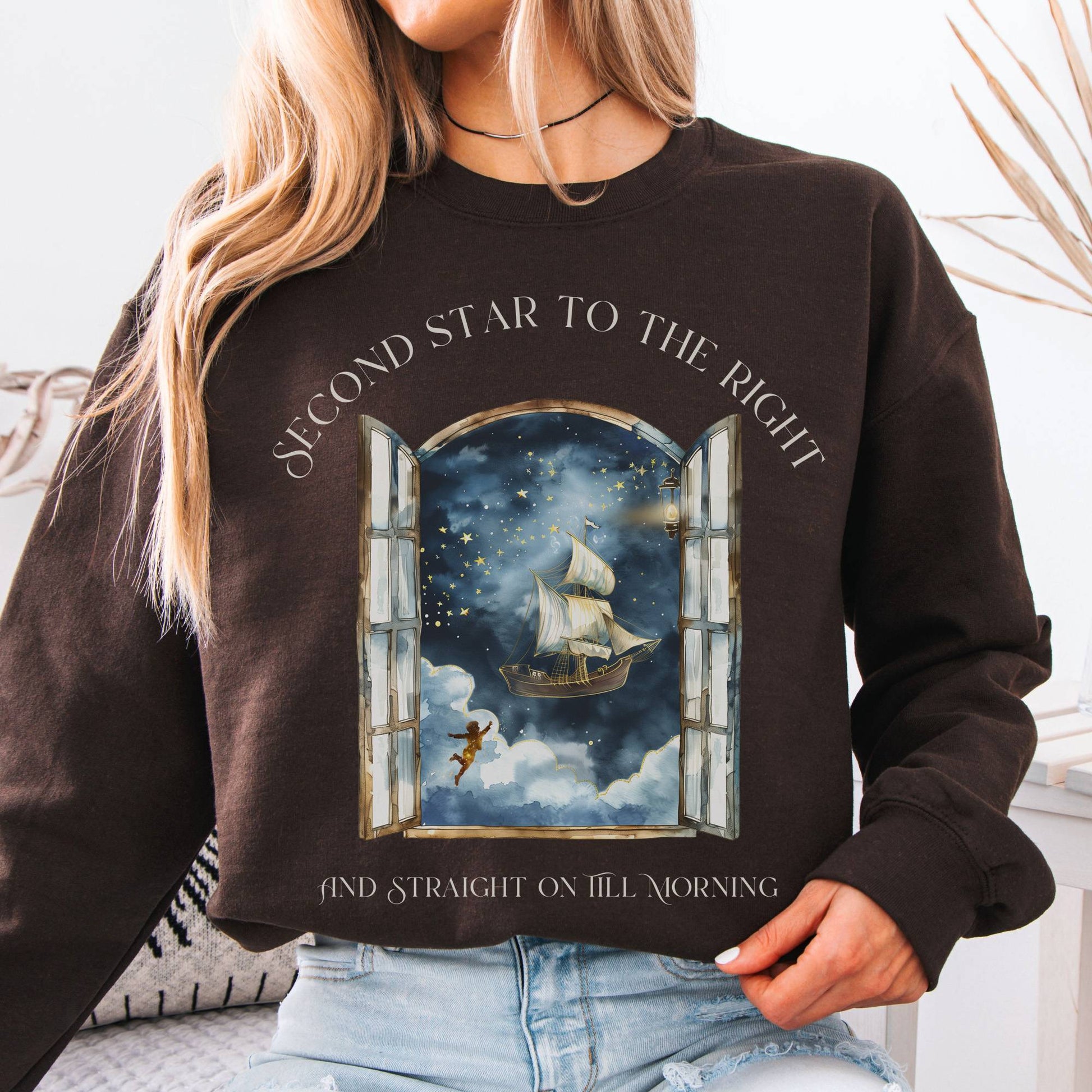 Sweatshirt Dark Chocolate / S Second Star to the Right Peter Pan Sweatshirt The Mystic Eden