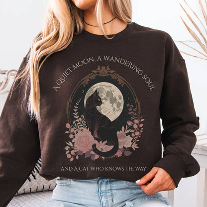 Sweatshirt Dark Chocolate / S The Cat Who Knows the Way Poetry Sweatshirt The Mystic Eden