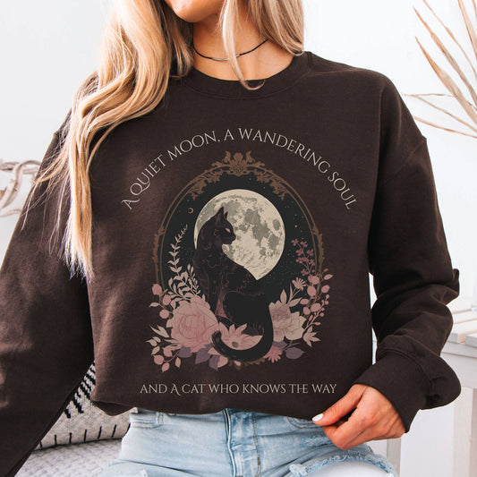 Sweatshirt Dark Chocolate / S The Cat Who Knows the Way Poetry Sweatshirt The Mystic Eden