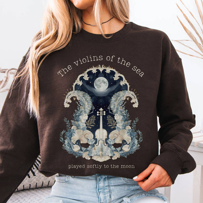 Sweatshirt Dark Chocolate / S The Violins of the Sea Played Softly to the Moon Sweatshirt The Mystic Eden