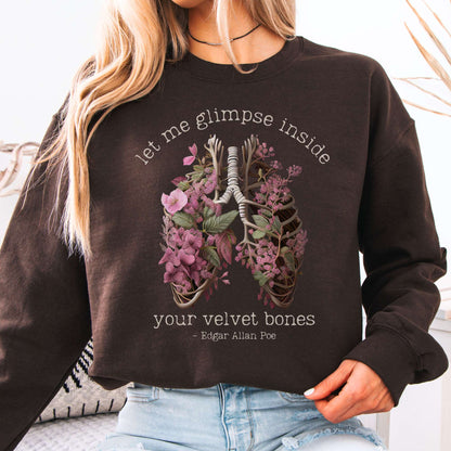 Sweatshirt Dark Chocolate / S Vintage Edgar Allan Poe sweatshirt - Let me glimpse inside your velvet bones The Mystic Eden