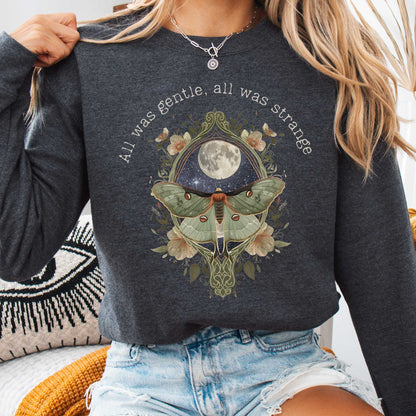 Sweatshirt Dark Heather / S All Was Gentle All Was Strange Edgar Allan Poe Sweatshirt The Mystic Eden
