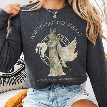 Sweatshirt Dark Heather / S Anput's Sacred Veil Co Egyptian Mythology Sweatshirt The Mystic Eden