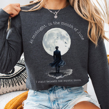 Sweatshirt Dark Heather / S Beneath the Mystic Moon Edgar Allan Poe Sweatshirt The Mystic Eden